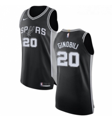 Youth Nike San Antonio Spurs 20 Manu Ginobili Authentic Black Road NBA Jersey Icon Edition
