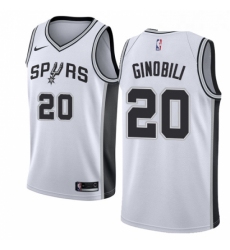Youth Nike San Antonio Spurs 20 Manu Ginobili Authentic White Home NBA Jersey Association Edition