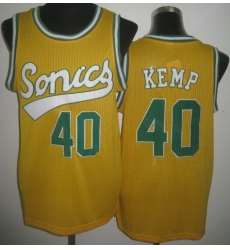 Seattle SuperSonics 40 Shawn Kemp Yellow Throwback Revolution 30 NBA Basketball Jerseys