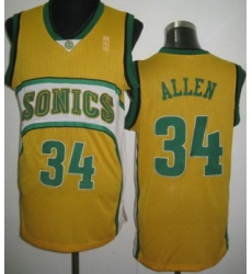 Seattle Supersonics 34 Ray Allen Yellow Revolution 30 NBA Jerseys