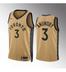 Men Toronto Raptors 3 O G  Anunoby Gold 2023 24 City Edition Stitched Basketball Jersey