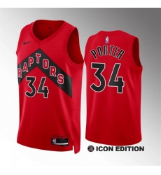 Men Toronto Raptors 34 Jontay Porter Red Icon Edition Stitched Basketball Jersey