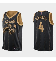 Men Toronto Raptors 4 Scottie Barnes 2021 22 City Edition Black 75th Anniversary Swingman Stitched Basketball Jersey