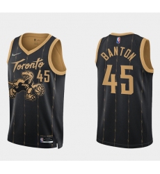 Men Toronto Raptors 45 Dalano Banton 2021 22 City Edition Black 75th Anniversary Swingman Stitched Basketball Jersey