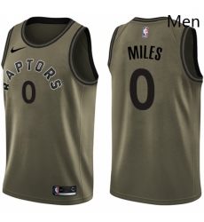 Mens Nike Toronto Raptors 0 CJ Miles Swingman Green Salute to Service NBA Jersey 