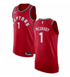 Mens Nike Toronto Raptors 1 Tracy Mcgrady Authentic Red Road NBA Jersey Icon Edition