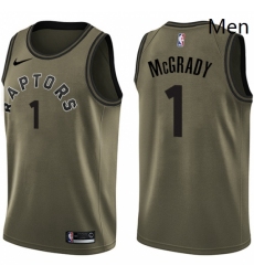 Mens Nike Toronto Raptors 1 Tracy Mcgrady Swingman Green Salute to Service NBA Jersey