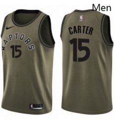 Mens Nike Toronto Raptors 15 Vince Carter Swingman Green Salute to Service NBA Jersey