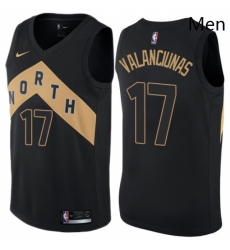 Mens Nike Toronto Raptors 17 Jonas Valanciunas Swingman Black NBA Jersey City Edition