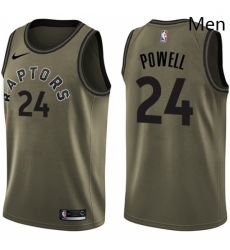 Mens Nike Toronto Raptors 24 Norman Powell Swingman Green Salute to Service NBA Jersey 