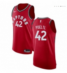 Mens Nike Toronto Raptors 42 Jakob Poeltl Authentic Red Road NBA Jersey Icon Edition