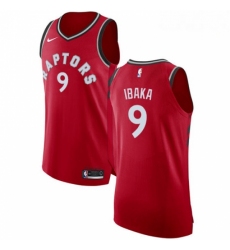 Mens Nike Toronto Raptors 9 Serge Ibaka Authentic Red Road NBA Jersey Icon Edition