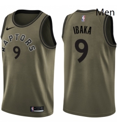 Mens Nike Toronto Raptors 9 Serge Ibaka Swingman Green Salute to Service NBA Jersey