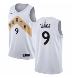 Mens Nike Toronto Raptors 9 Serge Ibaka Swingman White NBA Jersey City Edition