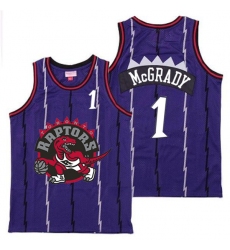 Raptors 1 Tracy McGrady Purple Big Gray Red Logo Retro Jersey