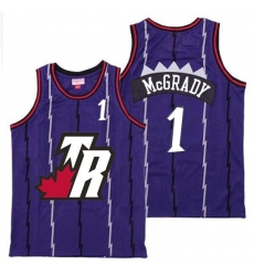 Raptors 1 Tracy McGrady Purple Big White TR Logo Retro Jersey