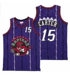 Raptors 15 Vince Carter Purple Big Gray Red Logo Retro Jersey