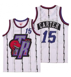 Raptors 15 Vince Carter White Big Gray TR Logo Retro Jersey 9