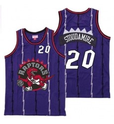 Raptors 20 Damon Stoudamire Purple Big Gray Red Logo Retro Jersey