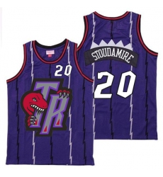 Raptors 20 Damon Stoudamire Purple Big Gray TR Logo Retro Jersey