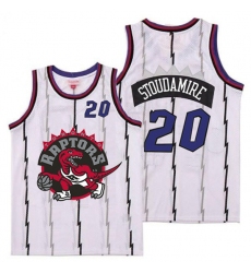 Raptors 20 Damon Stoudamire White Big Gray Red Logo Retro Jersey