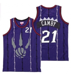 Raptors 21 Marcus Camby Purple Gray Logo Retro Jersey