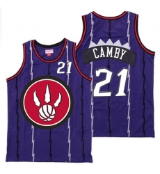 Raptors 21 Marcus Camby Purple Red Big Logo Retro Jersey