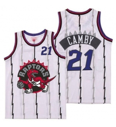Raptors 21 Marcus Camby White Big Gray Red Logo Retro Jersey