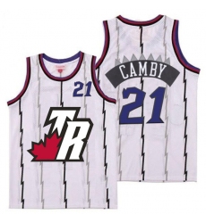Raptors 21 Marcus Camby White Big White TR Logo Retro Jersey