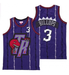 Raptors 3 Chauncey Billups Purple Big Gray TR Logo Retro Jersey