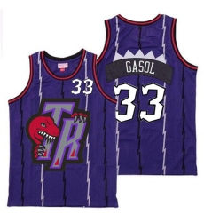 Raptors 33 Marc Gasol Purple Big Gray TR Logo Retro Jersey