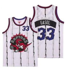 Raptors 33 Marc Gasol White Big Gray Red Logo Retro Jersey1