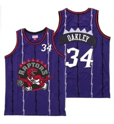Raptors 34 Charles Oakley Purple Big Gray Red Logo Retro Jersey0