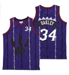 Raptors 34 Charles Oakley Purple Throwback Jersey