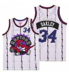 Raptors 34 Charles Oakley White Big Logo Retro Jersey 8