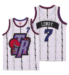 Raptors 7 Kyle Lowry White Big Gray TR Logo Retro Jersey 9