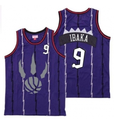 Raptors 9 Serge Ibaka Purple Gray Logo Retro Jersey 7