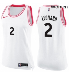 Womens Nike Toronto Raptors 2 Kawhi Leonard Swingman White Pink Fashion NBA Jersey 