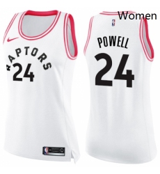 Womens Nike Toronto Raptors 24 Norman Powell Swingman WhitePink Fashion NBA Jersey 