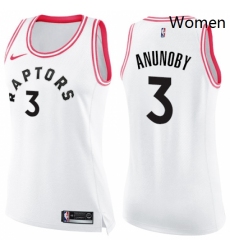 Womens Nike Toronto Raptors 3 OG Anunoby Swingman WhitePink Fashion NBA Jersey 