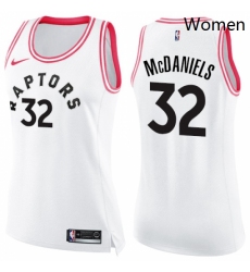 Womens Nike Toronto Raptors 32 KJ McDaniels Swingman WhitePink Fashion NBA Jersey 