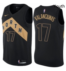 Youth Nike Toronto Raptors 17 Jonas Valanciunas Swingman Black NBA Jersey City Edition