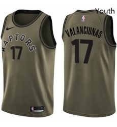 Youth Nike Toronto Raptors 17 Jonas Valanciunas Swingman Green Salute to Service NBA Jersey