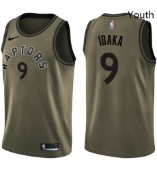 Youth Nike Toronto Raptors 9 Serge Ibaka Swingman Green Salute to Service NBA Jersey