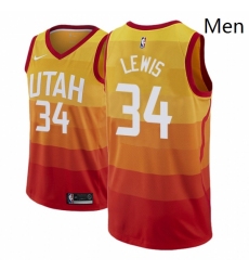 Men NBA 2018 19 Utah Jazz 34 Trey Lewis City Edition Red Jersey 