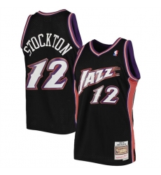 Men Utah Jazz 12 John Stockton Black 1998 99 Mitchell  26 Ness Swingman Stitched Jersey
