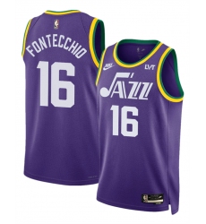 Men Utah Jazz 16 Simone Fontecchio Purple 2023 Classic Edition Stitched Basketball Jersey