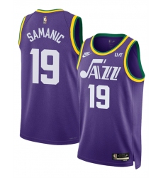 Men Utah Jazz 19 Luka Samanic Purple 2023 Classic Edition Stitched Basketball Jersey