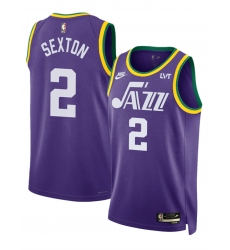 Men Utah Jazz 2 Collin Sexton Purple 2023 Classic Edition Stitched Basketball Jersey