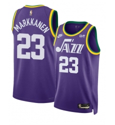 Men Utah Jazz 23 Lauri Markkanen Purple 2023 Classic Edition Stitched Basketball Jersey